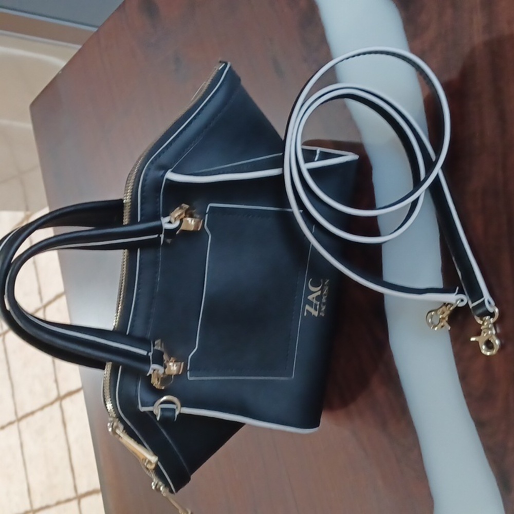 ZAC Zac Posen Black and Gold Satchel Crossbody
